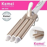 Máy uốn tóc gợn sóng làm xoăn tóc 3 trục KEMEI KM 1010 có 2 mức chỉnh nhiệt
