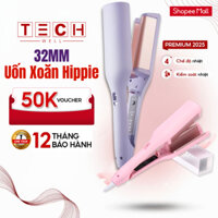 Máy Uốn Tóc Xoăn Hippie METIS Sóng Nước 32mm Chất Liệu Gốm Sứ Cao Cấp, Máy Dập Xù Làm Tóc Xoăn