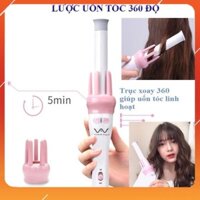 Máy uốn tóc xoăn mini 3 trục xoay tự động 360 độ VIVID & VOGUE - Máy làm tóc 3 in 1 uốn, ép, xoăn, duỗi, làm gợn sóng