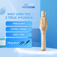 Máy uốn tóc xoay Hyundai 3 trục thay thế giúp tạo kiểu dễ dàng, có ion âm bảo vệ và chăm sóc tóc