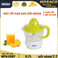 Máy vắt cam 0.7L Matika MTK-3307 cao cấp có hai đầu vắt lớn và nhỏ Máy công suất 40W không sinh nhiệt giữ hàm lượng vitamin A và C cao giữ nguyên dưỡng chất cho nước ép Siêu Tiện Lợi An Toàn vệ sinh-MOSACO