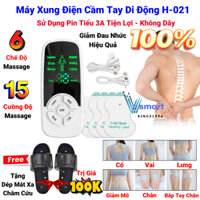 Máy Vật Lý Trị Liệu Xung Điện 4 Miếng Dán, Máy Mát Xa Châm Cứu Điện Xung Cầm Tay Mini 6 Chế Độ