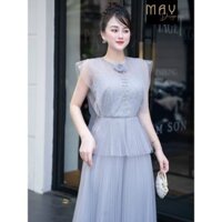 MAY Váy Ren Lưới Nữ I170 Màu Ghi - Đầm Ren Lưới Thiết Kế Peplum Sang Trọng Thanh Lịch