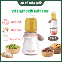 Máy Xay Ăn Dặm 3 Cối Thủy Tinh Masuto Blender 3 Cối 0,3L Công Suất 200W Xay Mịn Với 10S