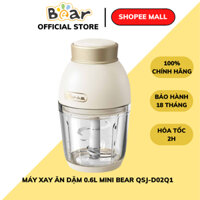 Máy xay ăn dặm cho bé 0.6L Bear QSJ-D02Q1, 200W, 6 Lưỡi dao inox,xay sinh tố thịt rau củ,BH 18 Tháng