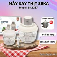 Máy Xay Cá Thịt Tỏi Ớt Đa Năng SEKA SK2287 Chính Hãng 2 Cối Thuỷ Tinh, Công Suất 500W Bảo Hành 1 Năm
