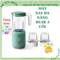 Máy xay đa năng BEAR 3 in1, máy xay 3 cối ăn dặm cho bé, màu xanh sang trọng cao cấp