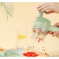 Máy xay đa năng cầm tay 4 chức năng (xay, thái, chùi rửa, dụng cụ gọt vỏ), máy cắt thái hành tỏi ớt, kèm đầu chà rửa