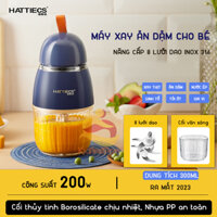 Máy xay đa năng Hattiecs 8 lưỡi dao cối thuỷ tinh cho bé ăn dặm, máy xay Hattiecs 0.3L chính hãng