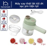 Máy Xay, Máy Cắt Rau Củ Quả Cầm Tay Đa Năng, Máy Thái Lát Tỏi, Ớt Sạc Pin Tiện Lợi