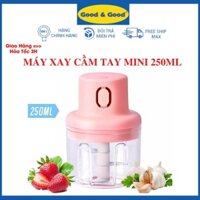 Máy xay mini cầm tay đa năng 250ML tỏi ớt  45W lưỡi dao sắt nhọn kép 2 đầu thép không gỉ