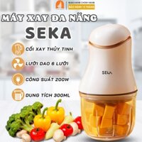 Máy xay mini đa năng 6 lưỡi SEKA SK 1396 cối thủy tinh, máy xay ăn dặm cho bé, xay thịt cháo sinh tố tỏi