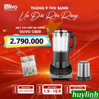 Máy xay nấu sữa hạt đa năng Olivo CB20 - 1.75 lít - 2 Cối - Tặng sách nấu ăn
