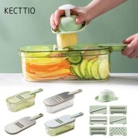 Máy Xay Rau Củ KECTTIO, Máy Thái Rau Bằng Thép Không Gỉ Bằng Tay, Nhà Bếp Xay Phô Mai 6 Trong 1 Đa Năng Bền Đẹp