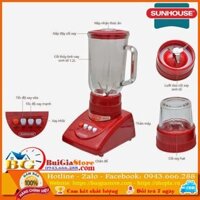 Máy xay sinh tố 2 cối thủy tinh Sunhouse SH5115