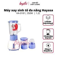 Máy xay sinh tố cối thủy tinh, máy xay đa năng dao thép không gỉ công suất 350W Hayasa HA-0181Hàng chính hãng