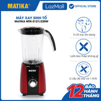 Máy Xay Sinh Tố Đa Năng MATIKA MTK-3121 - Công suất 300W - 3 cối xay đa dạng - 2 cấp độ xay 1 cấp độ nhồi - Lưỡi dao thép không gỉ - Bảo hành 12 tháng - Hàng chính hãng