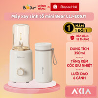 Máy xay sinh tố mini Bear LLJ-E05J1, dung tích 350ml, kèm cốc giữ nhiệt inox, núm vặn điều chỉnh tốc độ