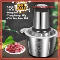 Máy Xay Thịt Đa Năng Cối 2L Inox 304,4 Lưỡi Dao Thép Không Gỉ,Say Sinh Tố Thịt, Cá, Rau Củ Hoa Quả (CHẤT LƯỢNG CAO)