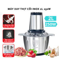 Máy Xay Thịt Đa Năng Cối INOX 304 2L Công Suất 250W, 4 Lưỡi Dao Xay Thịt Cá, Rau Củ, Xay Sinh Tố