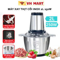 Máy Xay Thịt Đa Năng Cối INOX 304 2L Công Suất 250W, 4 Lưỡi Dao Xay Thịt Cá, Rau Củ, Xay Sinh Tố-VH MART