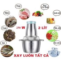 Máy Xay Thịt Đa Năng Cối INOX 304 2L Công Suất 200W, 4 Lưỡi Dao Xay Thịt Cá, Rau Củ, Xay Sinh Tố