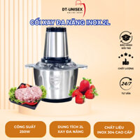 Máy Xay Thịt Đa Năng Cối INOX 304 2L Công Suất 250W, 4 Lưỡi Dao Xay Thịt Cá, Rau Củ, Xay Sinh Tố