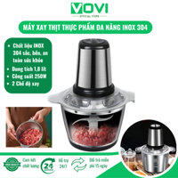 Máy Xay Thịt Đa Năng Cối Inox 304 1,8 lít 2 Chế Độ 4 Lưỡi Dao Sắc Bén Máy Xay Thực Phẩm