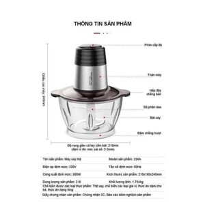 Máy xay thịt đa năng Ranbem Model 224A - cối inox