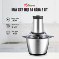 Máy Xay Thịt, Máy Xay Cầm Tay Đa Năng 2 Lít Cối Inox, Công Suất 250W, 4 Lưỡi Dao Xay Thịt Cá, Rau Củ, Xay Sinh Tố