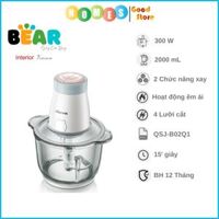 Máy Xay Thịt, Máy Xay Thực Phẩm Đa Năng Xay Cực Êm BEAR QSJ-B02Q1 Dung Tích 2 Lít, Công Suất 300W - Hàng Chính Hãng