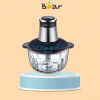 Máy xay thịt mini 2.5L Bear QSJ-C04B1, 350W, Cối thủy tinh xay cá, tỏi, ớt, hành, đá, BH 18 Tháng