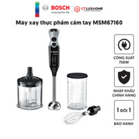 Máy xay thực phẩm cầm tay Bosch MSM67160 12 cấp độ, 750W, 220V, 5060Hz, Kèm cây đánh trứng Hàng chính hãng