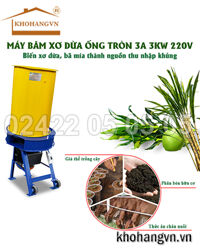 Máy xay vỏ dừa, rơm rạ 3A3Kw kiểu ống tròn
