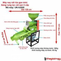 Máy xay xát lúa gạo mini sàng rung lọc cát sạn 3 cấp UN-A3000 ( kèm sàng xát gạo )