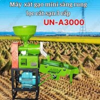 Máy xay xát lúa gạo mini sàng rung lọc cát sạn 3 cấp UN-A3000