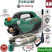 Máy xịt rửa xe có Chỉnh Áp Zukui S7 - Công suất 2800W - Áp lực bơm 200 bar - Hàng chính hãng - Motor cảm ứng từ - 7 mét
