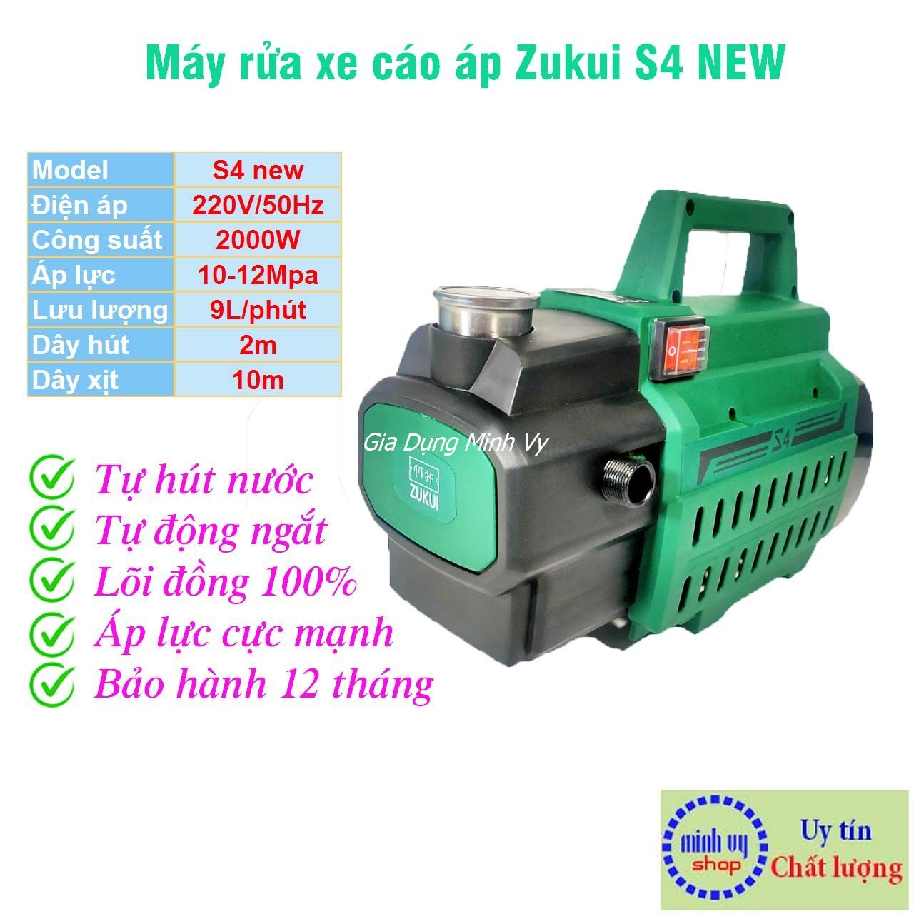 Máy xịt rửa xe Zukui S4 - 2000W