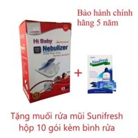 Máy xông hút mũi 2 trong 1 Dotha Hibaby Health Care - Nebulizer tặng muối rửa mũi Sunifresh hộp 10 gói Halongstar