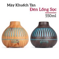 Máy Xông Tinh Dầu Đèn Lồng Sọc 550ml TẶNG TINH DẦU 10ml BH18T Có remote điều khiển