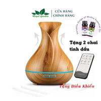 Máy Xông Tinh Dầu Đèn Xông Tinh Dầu Bình Hoa TuLip 550ml BH 18 Tháng (Tặng 2 Tinh Dầu và Remote)