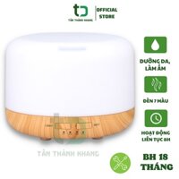Máy Xông Tinh Dầu, Máy Khuếch Tán, Phun Sương Trụ Tròn 300ml, Đèn Led 7 Màu