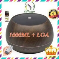 Máy Xông Tinh Dầu Phun Sương Siêu Âm Bình Hoa | Trụ 1000ml Tích Hợp Loa Bluetooth | Remote