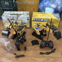 Máy xúc điều khiển từ xa 8 kênh, hợp kim, xuc múc tốt, quay 360 - Xe cuốc súc công trình