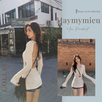 (maymymieu -order) áo len tay xòe khoét lưng nhà MULVAN CHÍNH HÃNG