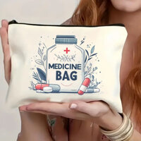 [MBH]Túi đựng đồ dùng trang điểm cá nhân, dụng cụ sơ cứu y tế, túi đựng thuốc du lịch dã ngoại vải canvas khóa kéo