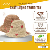 [MC04] Mũ Cói Đi Biển Đan Tay Hình Trái Tim Xinh Xắn Cho Bạn Gái - Moon Cói Xinh