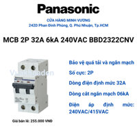 MCB 2P 32A 6kA 240VAC BBD2322CNV