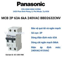 MCB Panasonic 2P 63A 6kA BBD2632CNV
