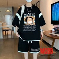 Mcbb 41-76 kg 100% cotton bộ quần áo nam Luffy áo thun quần short phông set bộ cộc tay cho bé trai